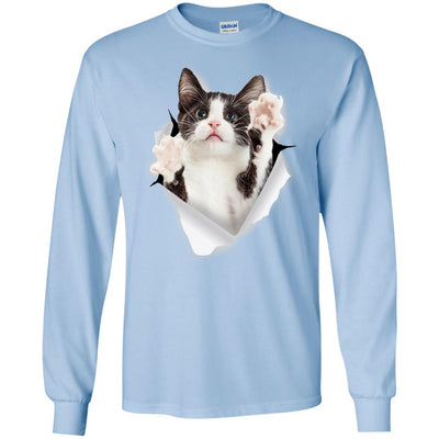 Black & White Reaching Cat Long Sleeve Ultra Cotton T-Shirt