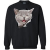 Grey Cat Laughing Crewneck Pullover Sweatshirt