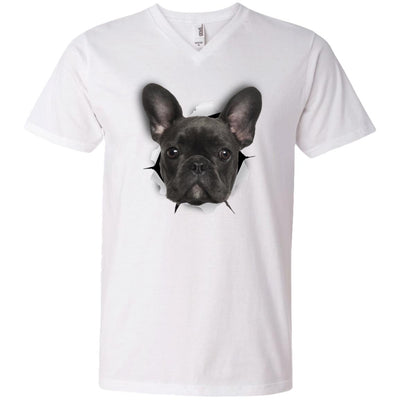 Black Frenchie Men's Printed V-Neck T-Shirt