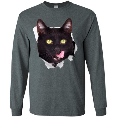 Black Cat Licking Long Sleeve Ultra Cotton T-Shirt