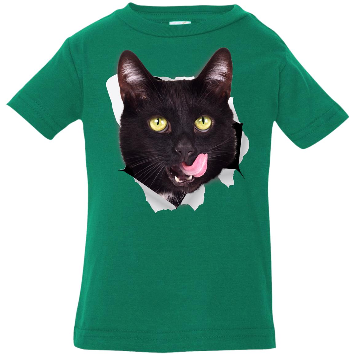 Black Cat Licking Infant Jersey T-Shirt