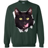 Black Cat Licking Crewneck Pullover Sweatshirt
