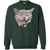 Grey Cat Laughing Crewneck Pullover Sweatshirt