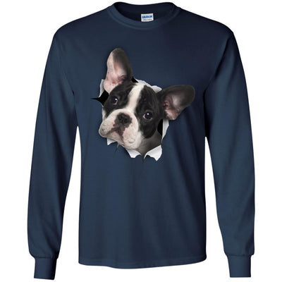 Black & White Frenchie Long Sleeve Ultra Cotton T-Shirt
