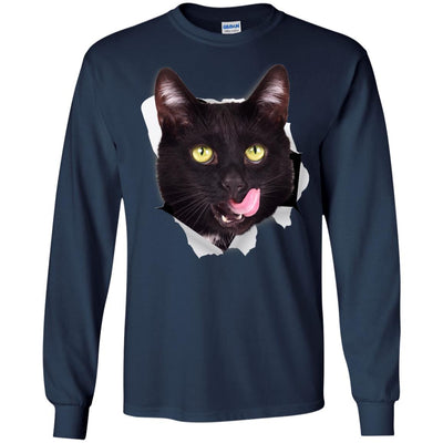 Black Cat Licking Long Sleeve Ultra Cotton T-Shirt