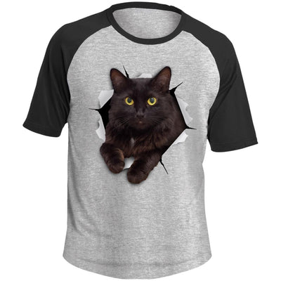 Black Cat Colorblock Raglan Jersey T-Shirt