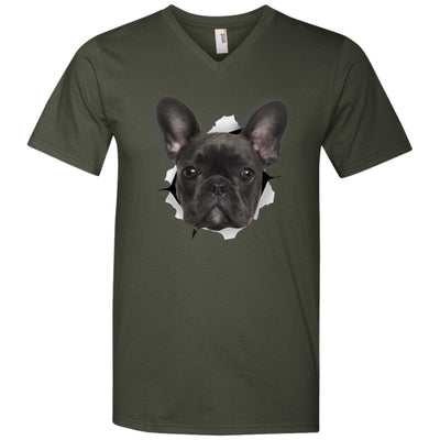 Black Frenchie Men's Printed V-Neck T-Shirt