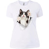 Black & White Reaching Cat Ladies' T-Shirt