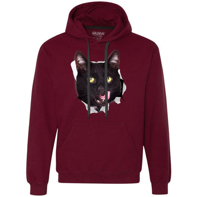 Black Cat Licking Heavyweight Pullover Fleece Hoodie