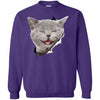 Grey Cat Laughing Crewneck Pullover Sweatshirt