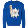 White Cat Reaching Heavyweight Crewneck Sweatshirt