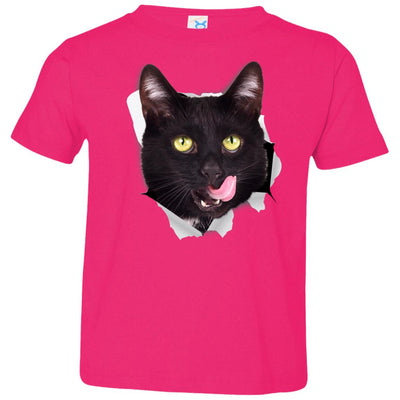 Black Cat Licking Toddler Jersey T-Shirt