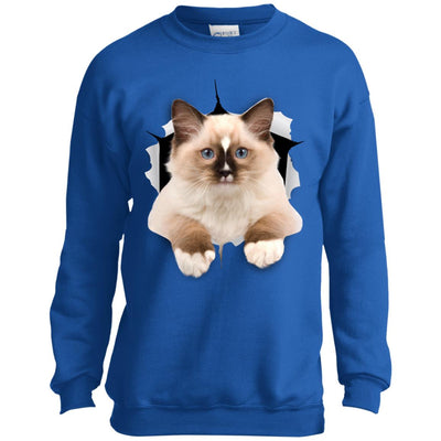 Brown Ragdoll Cat Youth Crewneck Sweatshirt