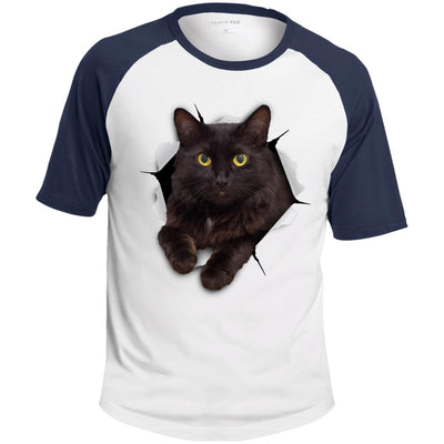 Black Cat Colorblock Raglan Jersey T-Shirt