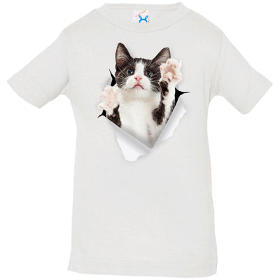 Black & White Reaching Cat Infant Jersey T-Shirt