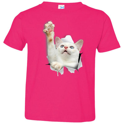 White Cat Reaching Toddler Jersey T-Shirt