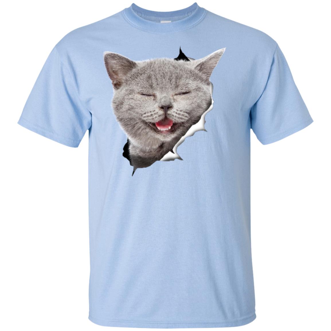 Grey Cat Laughing Youth Cotton T-Shirt