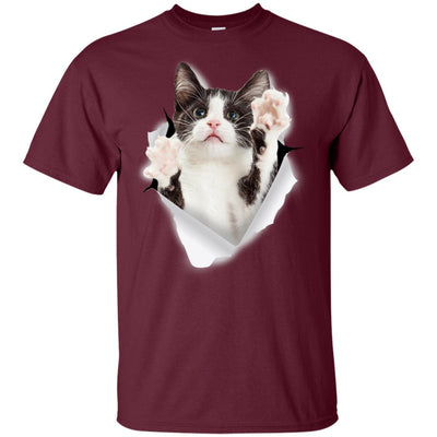 Black & White Reaching Cat Youth Cotton T-Shirt