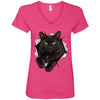 Black Cat Ladies' V-Neck T-Shirt