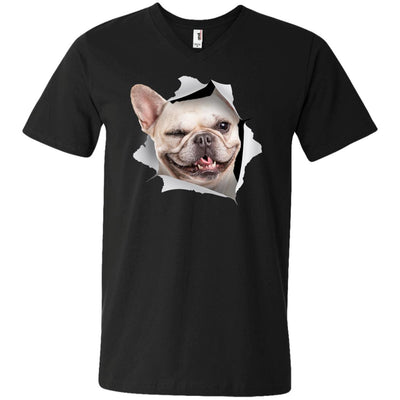 Winking Frenchie Men's Printed V-Neck T-Shirt