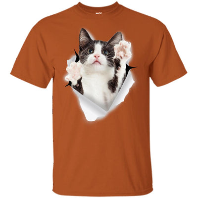 Black & White Reaching Cat Youth Cotton T-Shirt