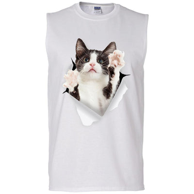 Black & White Reaching Cat Men's Ultra Cotton Sleeveless T-Shirt