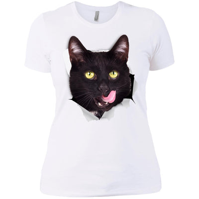 Black Cat Licking Ladies' T-Shirt