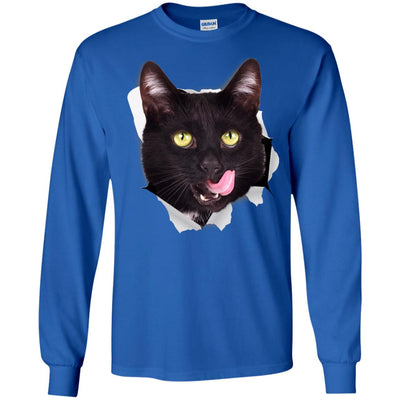 Black Cat Licking Long Sleeve Ultra Cotton T-Shirt