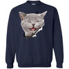 Grey Cat Laughing Crewneck Pullover Sweatshirt