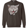 Grey Cat Laughing Crewneck Pullover Sweatshirt