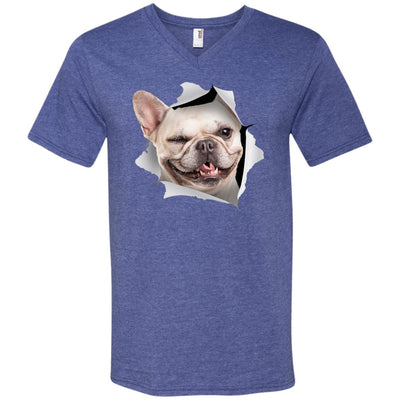 Winking Frenchie Men's Printed V-Neck T-Shirt