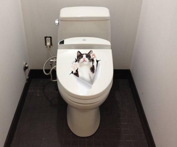 Black & White Reaching Cat Decals