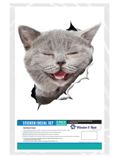Laughing Grey Cat Decals