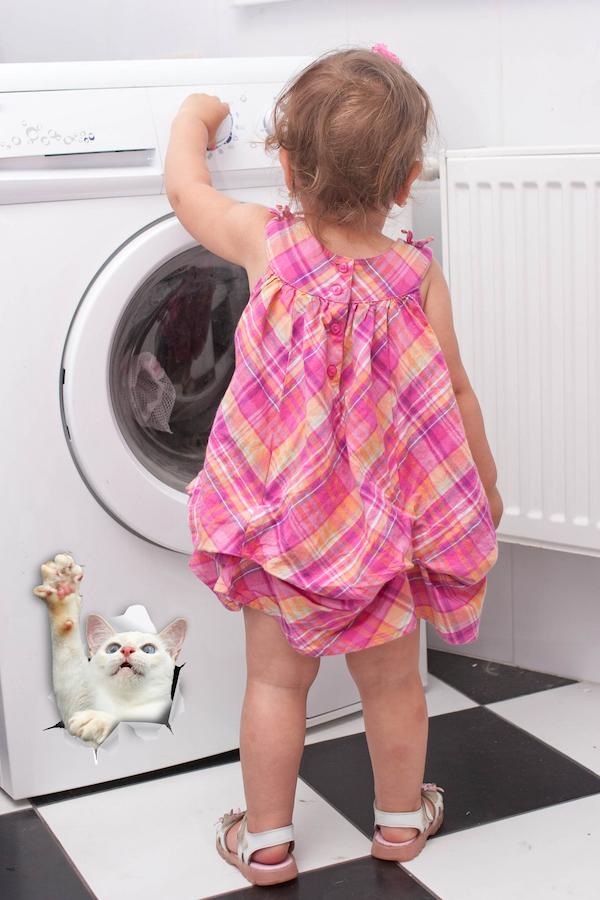 White Reaching Cat Decals