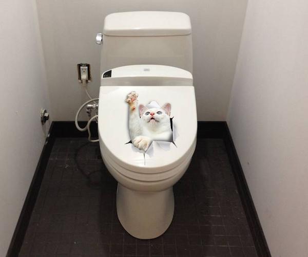 White Reaching Cat Decals