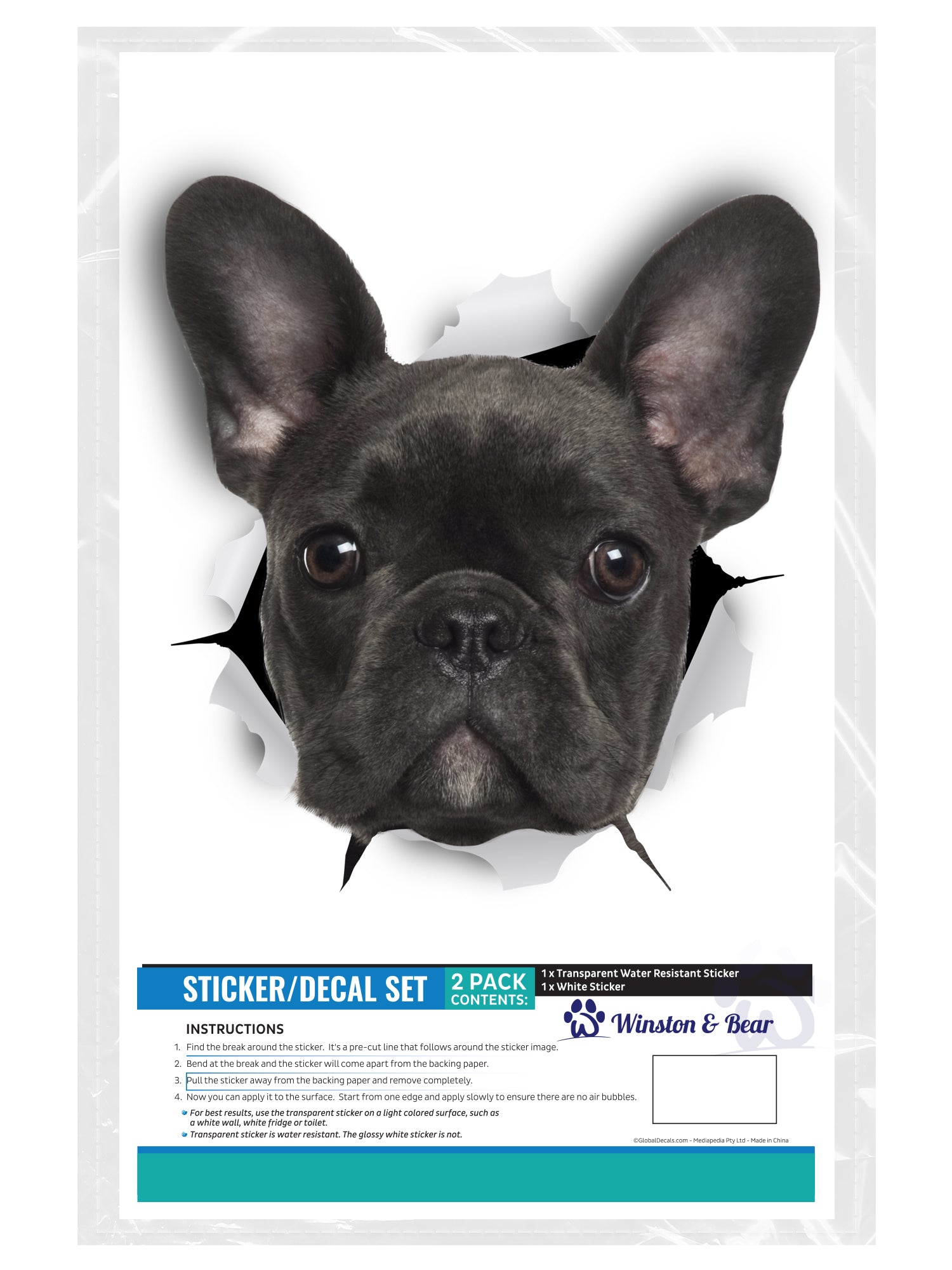 Black French Bulldog Decals