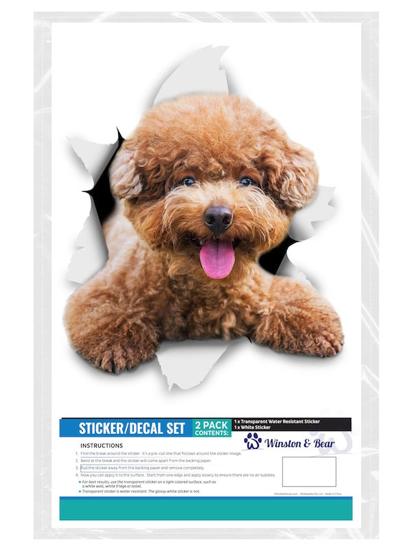 Smiling Brown Poodle Decals