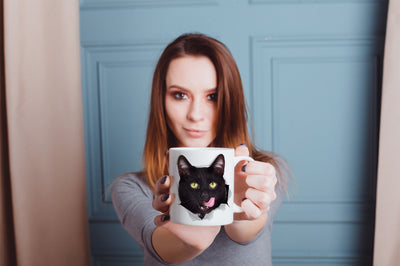 Hungry Black Cat Mug
