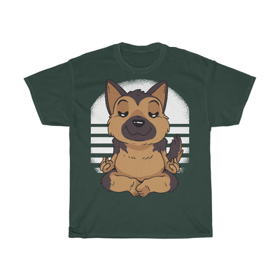 German Shepherd Yoga Puppy - Unisex Heavy Cotton Tee