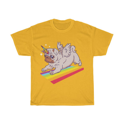 Pug Unicorn Playing - Unisex Heavy Cotton Tee