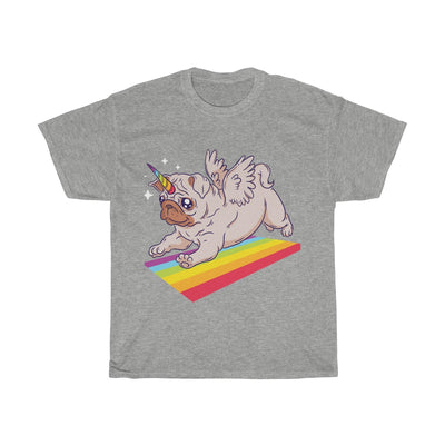 Pug Unicorn Playing - Unisex Heavy Cotton Tee